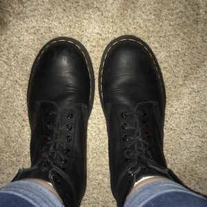 Black greasy leather Dr. martens